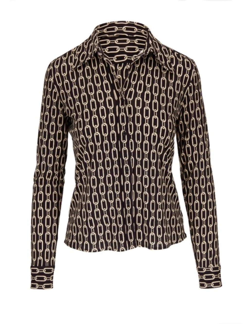 Nili Lotan 100% Silk Blouse Top Women’s XS Black Gold Career Professional Shirt